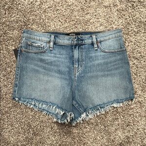 Hudson Jeans Light Blue Frayed Denim Shorts